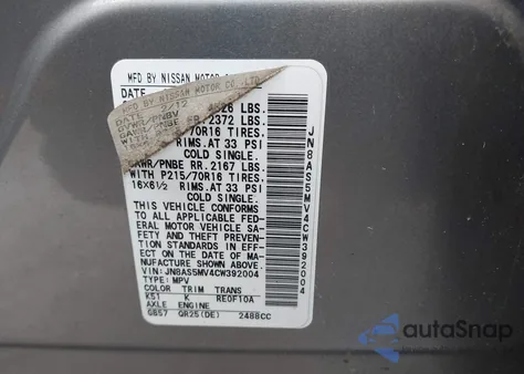 2012 Nissan Rogue S z USA, uszkodzony, nr VIN JN8AS5MV4CW392004